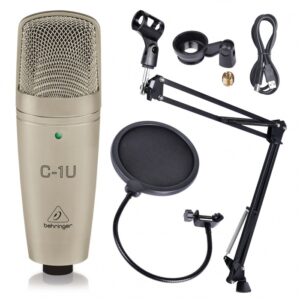 Behringer C-1U ,  arm stand and pop filter