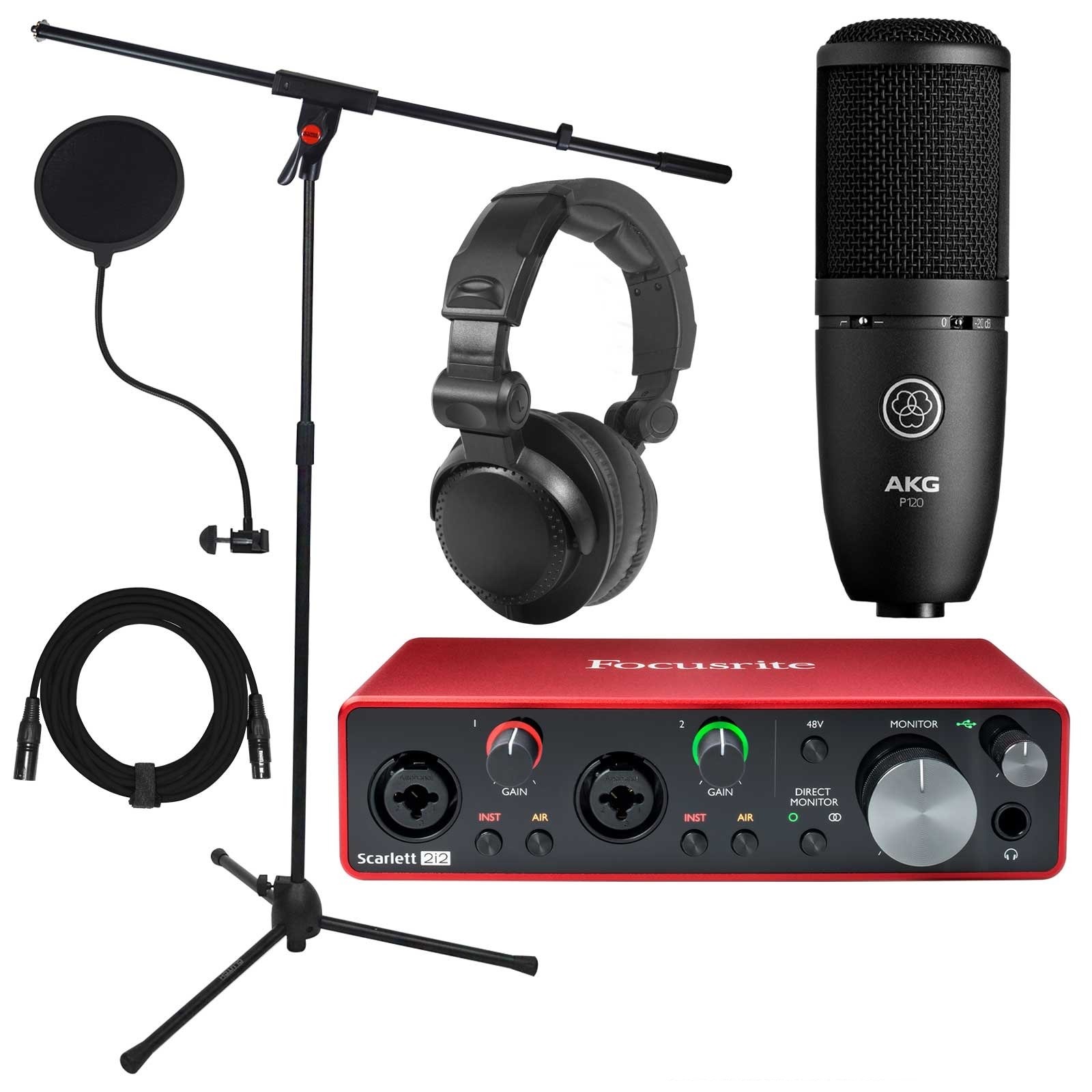 AKG P120-HC 200-Focusrite 2i2-stand-filter