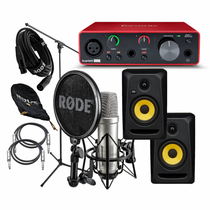 Focusrite Solo, KRK CL5 G3, Rode NT1-A, XLR & Stand
