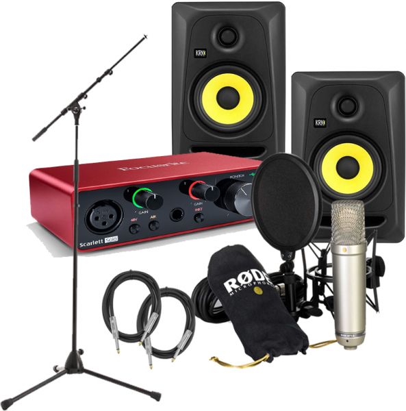 Focusrite Solo, KRK RP5 G4, Rode NT1-A 