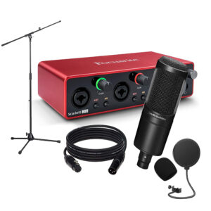 Audio-Technica AT2020, Scarlett 2i2,Filter, Stand, XLR & Foam
