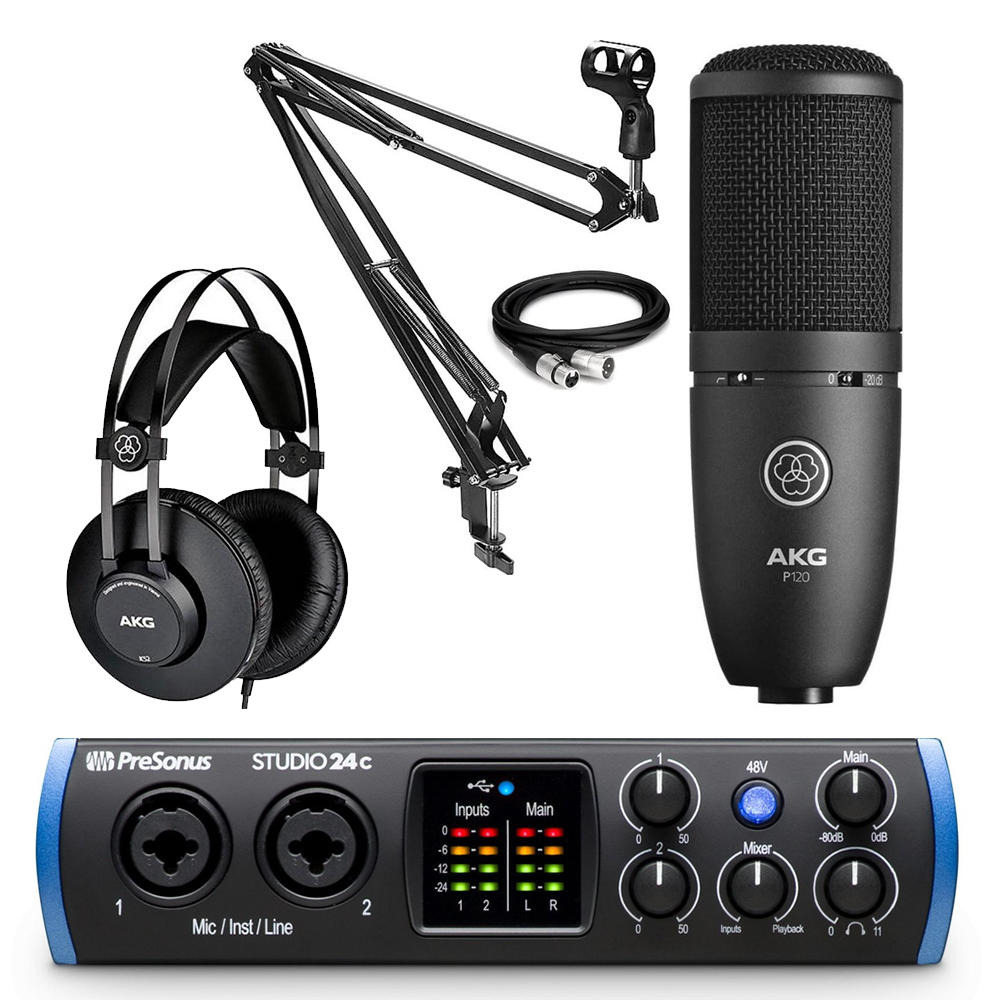 AKG P120, PreSonus Studio 24c, AKG K52, Stand & XLR