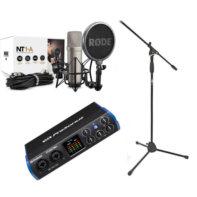 Rode NT1-A, PreSonus Studio 24c, & stand