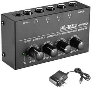 PRO AUDIO Stereo Headphone Amplifier 4 Channel Multi-Channel Splitter Jack Of TRS Headphones