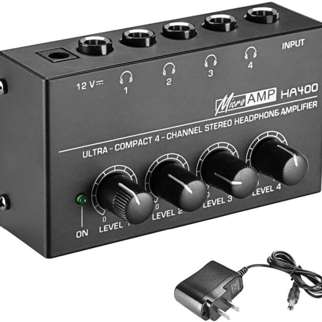 PRO AUDIO Stereo Headphone Amplifier 4 Channel Multi-Channel Splitter Jack Of TRS Headphones