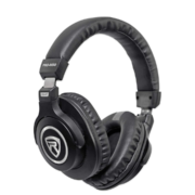 Rockville PRO-M50 Studio Headphones w/ Detachable Coil Cable, Case+Extra Ear Pad, Silver, mediam