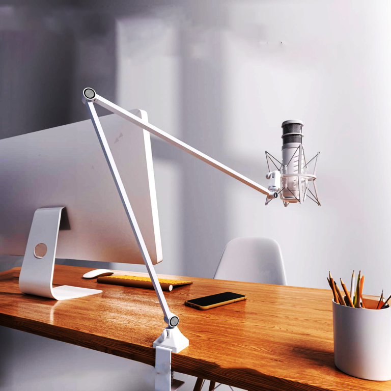 JUSPINS AM-300 White Metal Desk Mic Arm