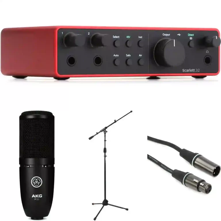 Focusrite Scarlett 2i2 4th Generation & Microphone AKG P120 & Stand & Cable