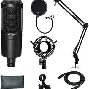 Audio-Technica AT2020 Condenser Microphone &  Shock Mount & Pop Filter & Arm Stand & Cable