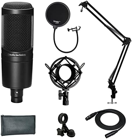 Audio-Technica AT2020 Condenser Microphone &  Shock Mount & Pop Filter & Arm Stand & Cable